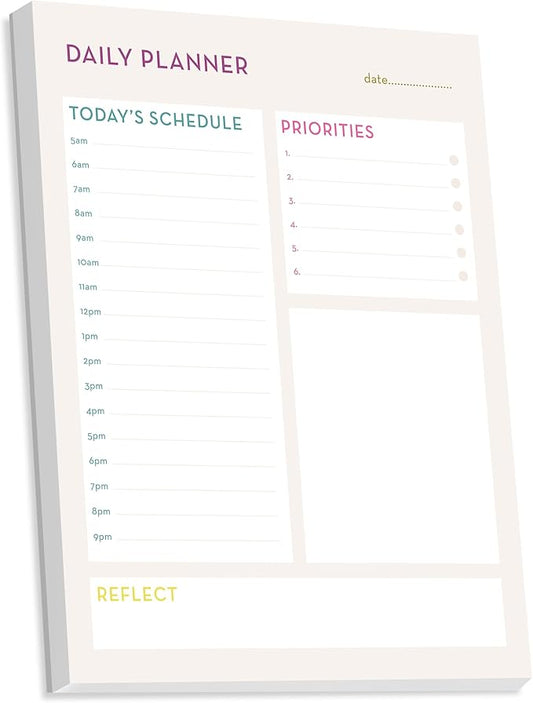 Bliss Collections Daily Planning Pad, To Do List Notebook - Undated Tear-Off Sheets Notepad - Work Calendar, Organizer, Scheduler for Goals, Tasks - Daily Planner (Bright), 8.5" x 11", 50 Sheets