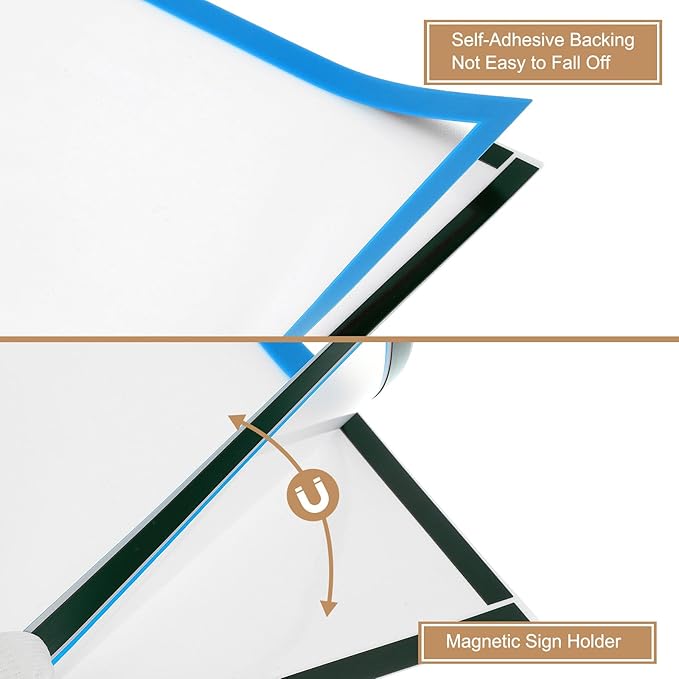 uxcell 3 Pcs Magnetic Sign Holder, 8.3" x 11.7" Self-Adhesive Magnetic Wall Signs Holder Magnetic Picture Frame Document Holder for Home Office Wall Window Displays, Sky Blue