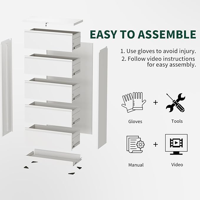 Lateral File Cabinet with Lock, 3 Drawer Metal File Cabinets for Home Office, Large Filing Storage Cabinet Printer Stand, Steel Wide File Cabinet for Legal/A4/F4/Letter Size Files, White