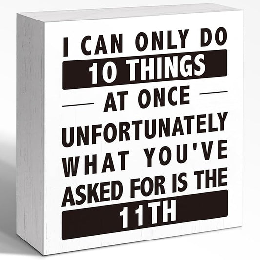 ‌WUZYOU Inspirational Wood Box Sign - "I Can Only Do 10 Thing" Wooden Block Sign, 5x5x1 Inch Self-Acceptance Desk Decor for Daily Motivation