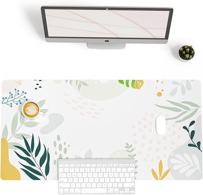 Colorful Star Large Mouse Pad, Green White Waterproof Desk Mat, Abstract Boho Double Sided Computer Gaming Mouse Pad, XXL Full Desk Mousepad Non Slip Desk Pad for School Office Home 31.5" x 15.7"