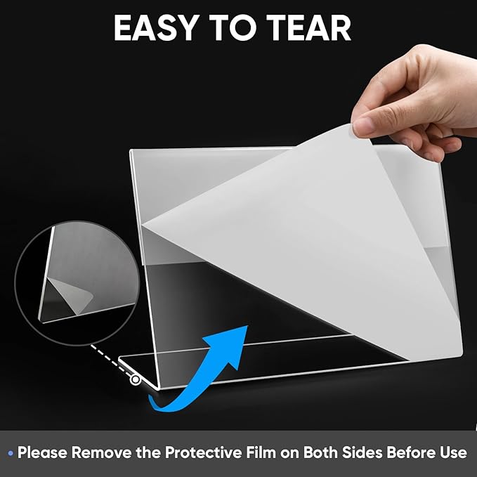 TICONN 8.5 x 5.5 Acrylic Sign Holder, L Shape Clear Sign Stand for Displaying, Plastic Paper Holder for Office, Store, Restaurant (Horizontal 3 Pack)