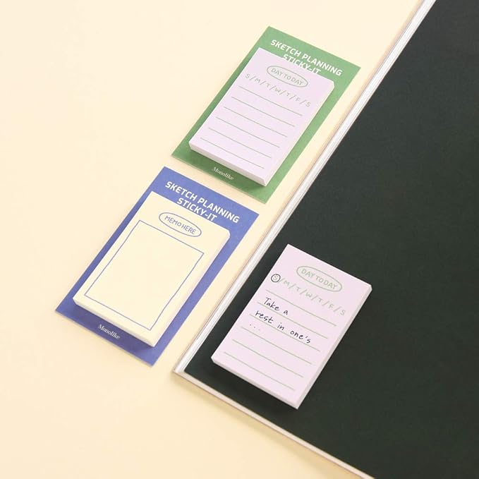 Monolike Sketch Planning Sticky-it - 5p Set Self-Adhesive Memo Pad 50 Sheets