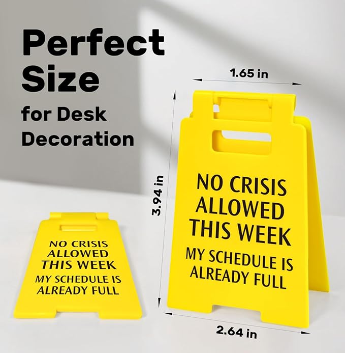 Funny Office Desk Decor No Crisis Allowed This Week Sign, Fun Gag Gifts for Coworkers Teammate Employee Boss Lady Manager Principal, Desk Accessories for Work, Cubicle Decor Birthday Gifts for Women Facility Administrator, Team Office Supplies