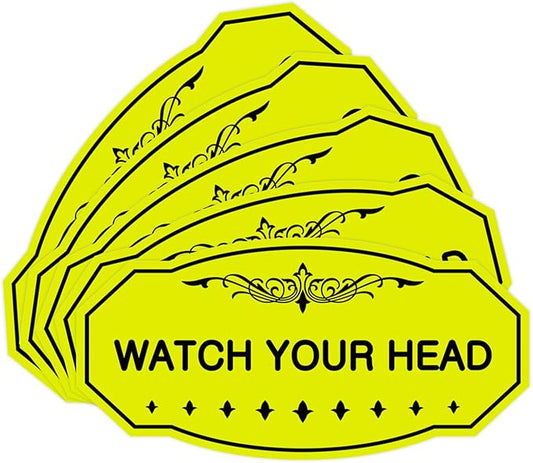 Signs ByLITA Victorian Watch Your Head Sign (Yellow/Black) - Large 5 Pack