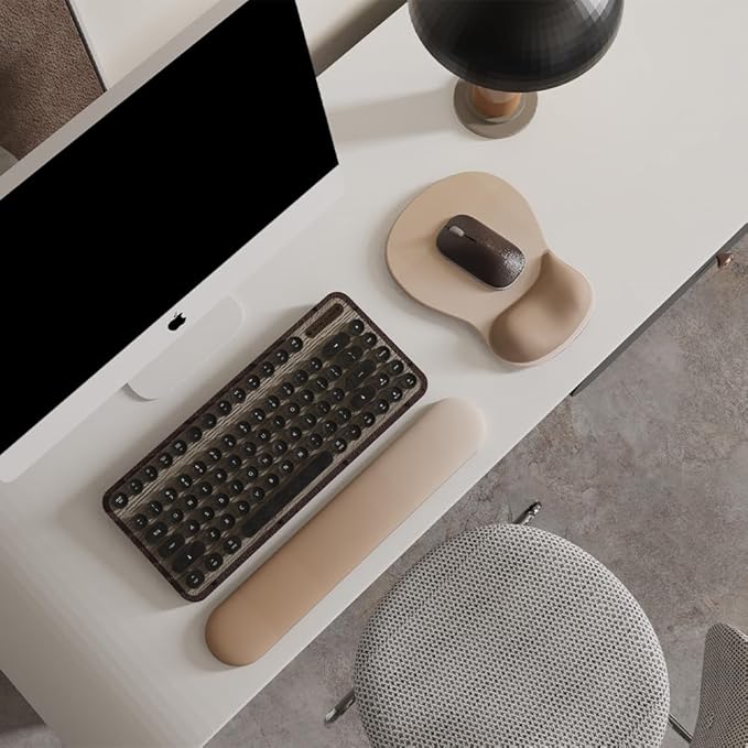 ErgoComfort Gel Wrist Rest Mouse Pad-Ergonomic Office Mousepad with Wrist Support-Non-Slip, Design Desk Accessories Mat for Home&Game Decor (09MochaSand Set)