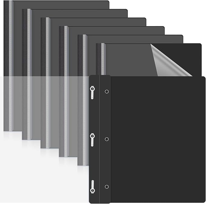 Teling 24 Pcs Clear Front Report Covers with 3 Prongs Presentation Folders Plastic Resume Portfolio Report Letter Size Presentation Binder for Paper Document School Office(Black)
