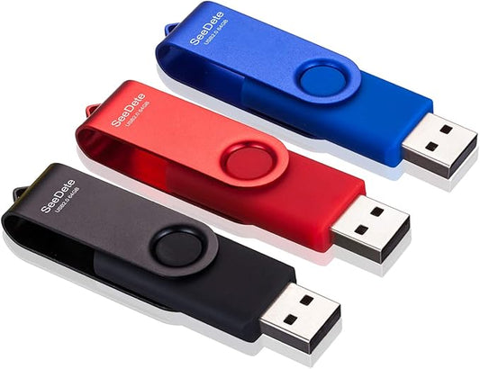 64GB USB Flash Drives, USB Stick, Thumb Drive Rotated Design, Memory Stick with LED Light for External Storage and Backup Data, Jump Drive, 3 Pack 64GB (3 Colors: Black Red Blue)
