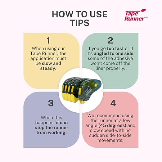 Tape Runner - Double Sided Adhesive with Dispenser Roller Included - Acid Free, Sticky, Clear & Transparent - Ideal for Scrapbooking, Crafts & More - Boomerang (417 inches per cartridge), 5 Cartridges