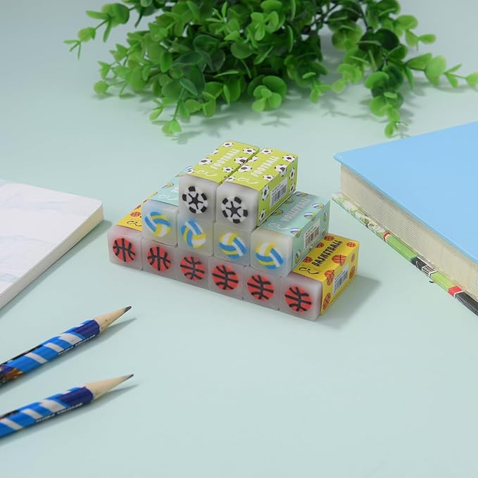 18 Pack Kawaii Ball Erasers for Kids, Colorful Jelly Erasers for School Supplies and Art Projects