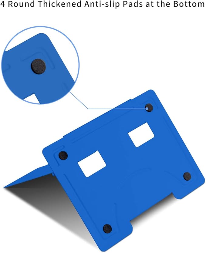 MSDADA Desk Book Stand Metal Reading Rest Book Holder Adjustable Cookbook Documents Holder Portable Sturdy Bookstands for Recipes Textbooks Tablet Music Books with Page Clips (Blue)