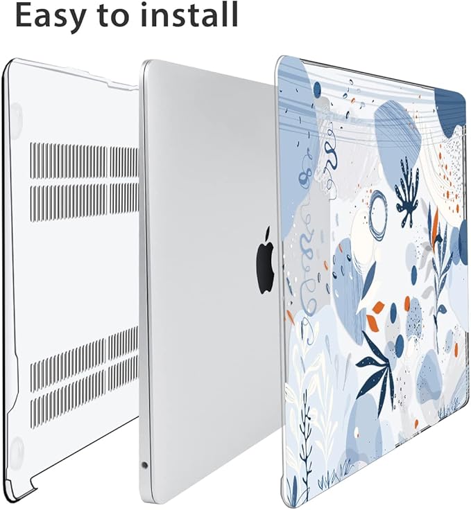 Compatible with MacBook Air 13 inch Case 2022 2021 2020-2018 Release M1 A2337 A2179 A1932 with Touch ID, Hard Print Case + Keyboard Skin + Webcam Cover + Screen Protector, Blue Graffiti