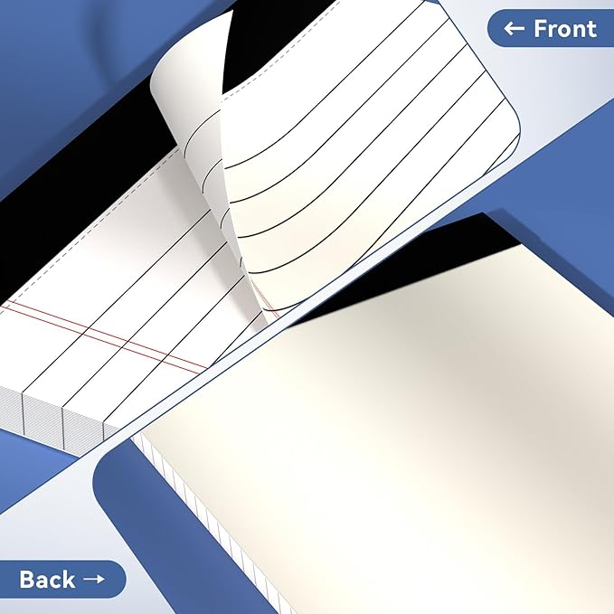 5" x 8" Note Pads 12 Pack of Legal Pads 30 Sheets Notepad College Ruled Small Writing Pads Perforated Pages Paper Pads 80GSM Heavyweight Paper Note Pads for Home, Office, or School