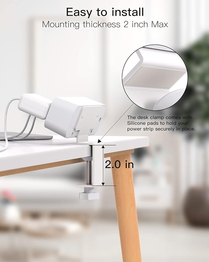 Desk Clamp Power Strip, 65W 10ft Extension Cord- 2 Outlets Desktop Power Strip with USB C 65W, USB A(QC 18W) Desktop Desk Clamp Power Station for Office, Home