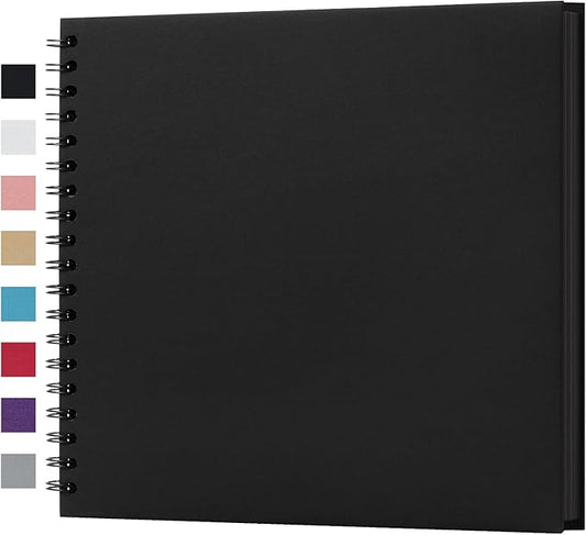 potricher 10 x 10 Inch DIY Scrapbook Album 40 Pages Hardcover Kraft Paper Scrap Book Photo Albums Memory Book for Wedding and Anniversary Family (Black, 10 Inch)