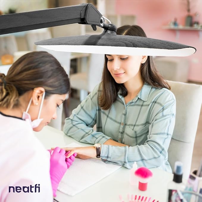 Neatfi XL 2,200 Lumens LED Task Lamp, 24W Super Bright Desk Lamp, 117 Pcs SMD LED, 4 Level Brightness, Dimmable, Task Light for Home, Office, Workbench (Non-CCT, Gray Wood)