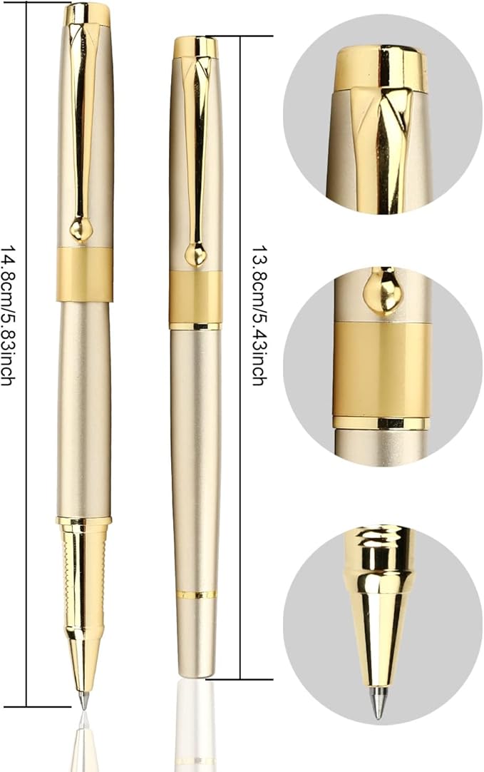 YIVONKA Ballpoint Pen Black Refill,Luxury Ballpoint Line width 0.5mm,Best Ball Pen Gift Set for Men & Women Professional Executive,Office,Nice BallPens Classy Gift Box (Gold)