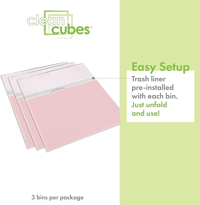 | 13 Gallon Disposable Trash Cans (3-Pack) with Fitted Trash Bags - Reusable Garbage and Recycling Bins for Parties, Events, and More (Pink - 17" Height x 13.5" Width x 10" Depth)