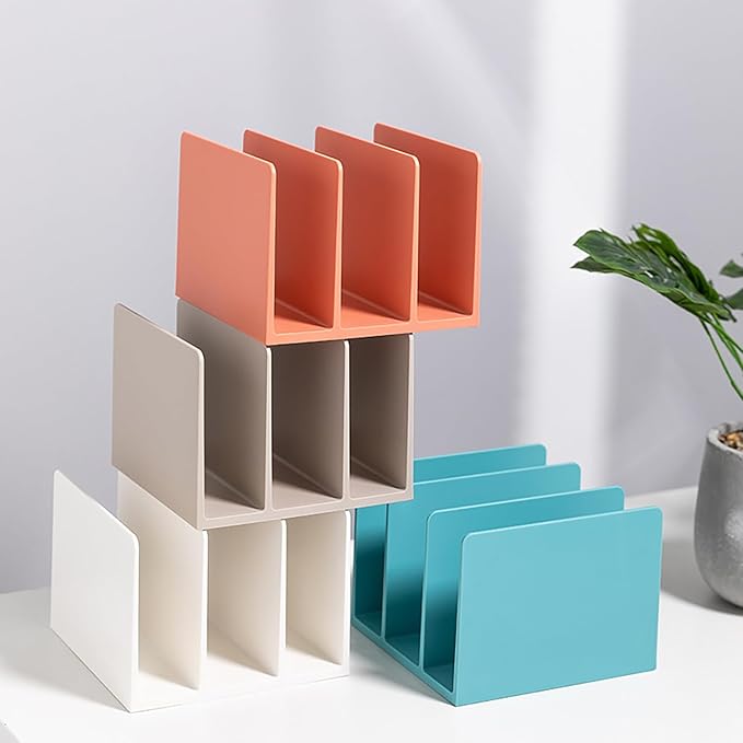 White Mail Desktop Mail Holder, 3 Sections, Plastic Note File Book Letter Paper Holder Sorter Office Accessories Organizer for Desk, 4.8 Inch High 6.38inch Wide 6.38 inch Long