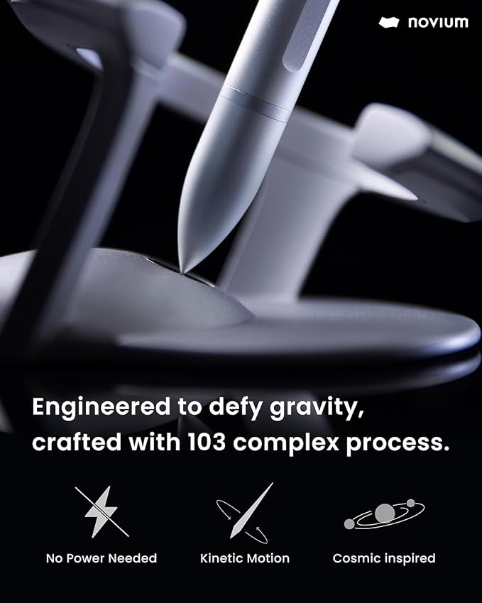 novium Hoverpen Interstellar - German-engineered Ballpoint Pen with Magnetic Features, Starlight Silver