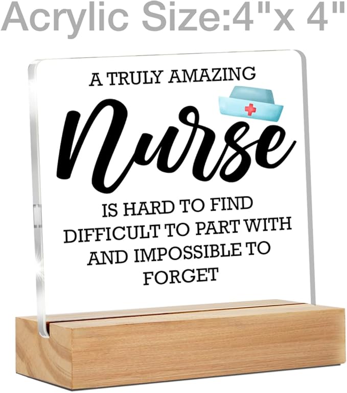 Nurse Appreciation Gift - Truly Amazing Nurse Clear Desk Decorative Sign for Retirement, Leaving, New Job - Home Office Acrylic Decor