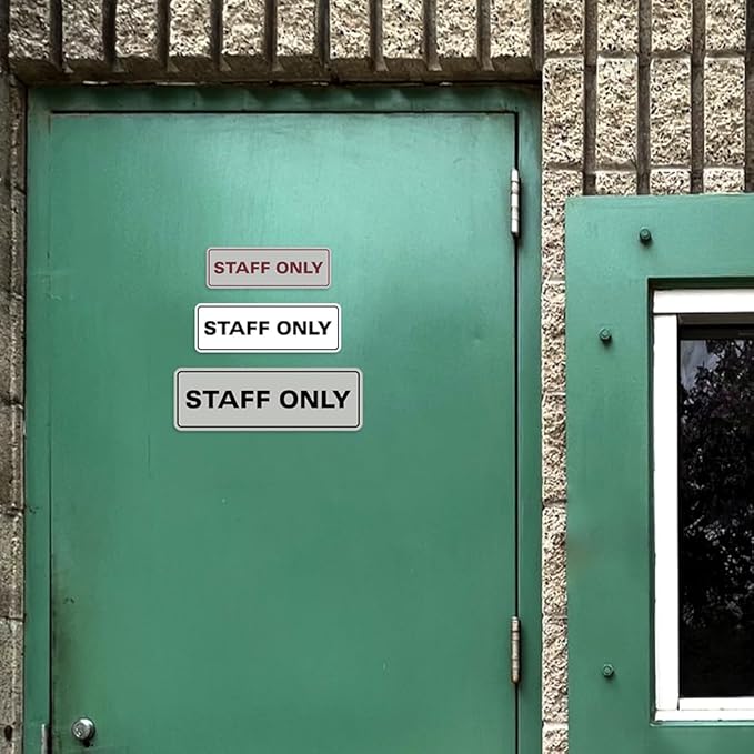 All Quality Standard Staff Only Wall or Door Sign | Easy Installation | Office Workplace Signs | Enhanced Security ‌ - Black/Silver - Medium (1 Pack)