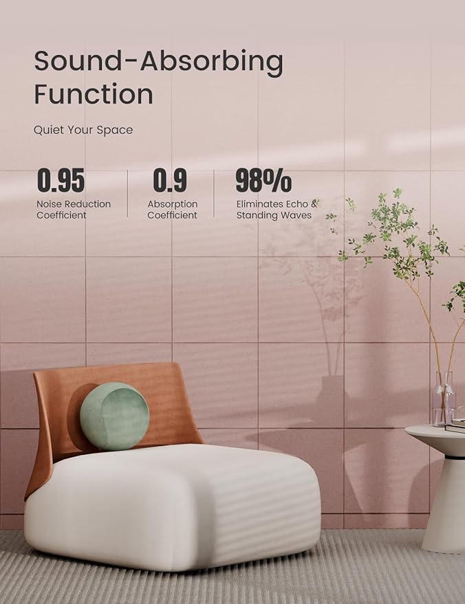 Bumusty Large Cork Board 47"x35" Alternative - 12 Pack Felt Wall Tiles with 70 Safe Removable Adhesive Tabs, 30 Pushpins, Cork Boards for Walls Pin Board Bulletin Board Office Decor (Pink)