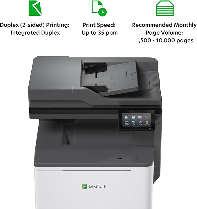 LexmarkCX532adwe MFP Color Laser Printer with Touch Screen, Laser Printer Technology, USB connectivity, and Color Output.(50M7040)