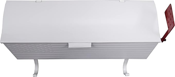 Oakland Living AZ620-WHITE White Patriotic Metal Outgoing Mail Flag and Newspaper Hangers Wall Mount Mailbox