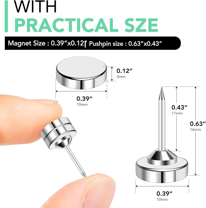 E BAVITE Magnetic Push Pins Thumb Tacks, 18 Sets Magnet Pushpins for Wall Bulletin Board Cork Board Cute Decorative Push Pin Clips for Poster Hanger Picture Hanging Classroom Accessories