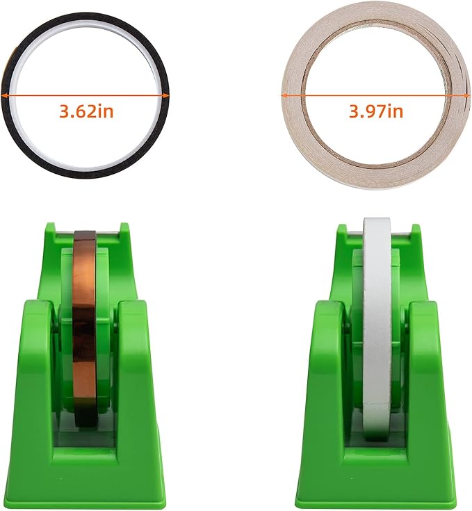 Desktop Tape Dispenser Adhesive Roll Holder (Fits 1" & 3" Core) with Weighted Nonskid Base Green