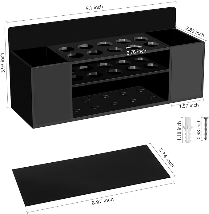 Magnetic Dry Erase Marker Holder Wall Mount, Acrylic 10 Slots Whiteboard Marker Holder for School, Office and Home, Eraser, Marker and Whiteboard Cleaner Not Included, Black