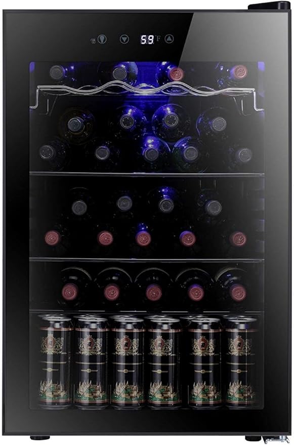 Antarctic Star 36 Bottle Wine Cooler/Cabinet BeverageRefrigerator Small Mini Wine Cellar Beer Soda Bar Fridge Quiet Operation Compressor Adjust Temperature Freestanding Black, 4.4 Cu. ft