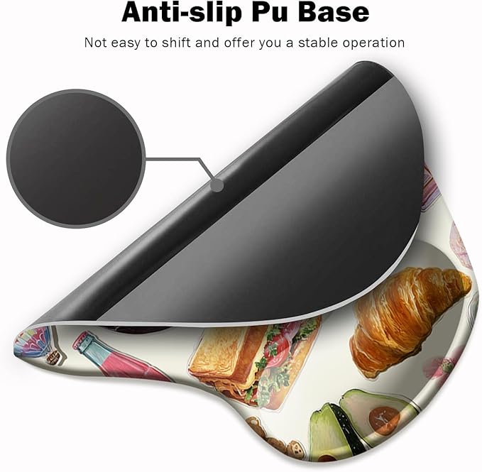 Ergonomic Mouse Pad with Wrist Support,Mouse Pad with Wrist Rest and Coaster Set,Office Supplies Non-Slip Mouse Pads for Desk, Non-Slip Comfortable,Pink Stickers