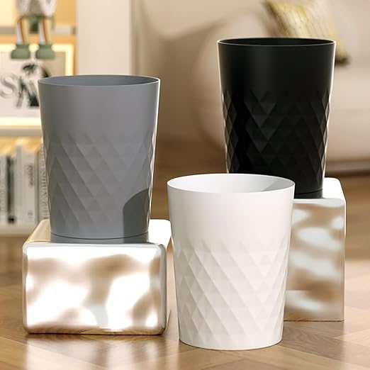 Small Bathroom Trash Can 2 Pack 1.8 Gallon Garbage Can Waste Basket Recycling Bin for Dorms Bedrooms Offices Kitchens, Black White
