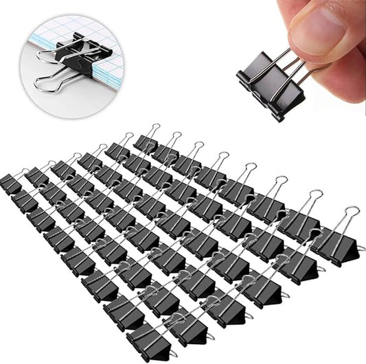 Small Binder Paper Clips 3/4 Inch Standard 19mm, 144 Pack, Black, 0.75 Inch Fold Clamp, Capacity 0.31 Inch, Office Clips, Micro Binder Clips