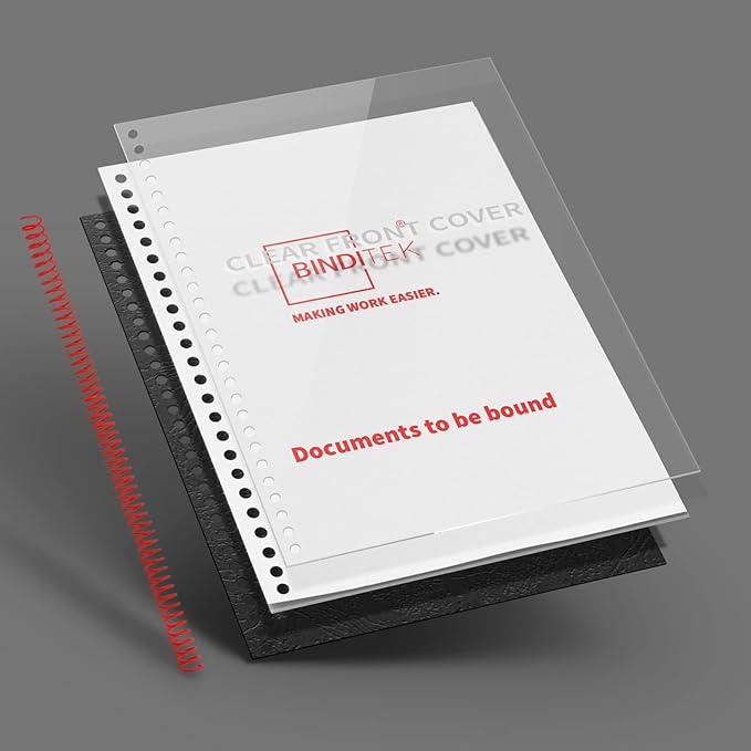 Binditek 50 Pack Plastic Spiral Binding Coils, 12mm(1/2"), 90 Sheet Capacity, 4:1 Pitch, Multi Color (Red, Blue, Yellow, Green, Pink), for Students and Coworkers