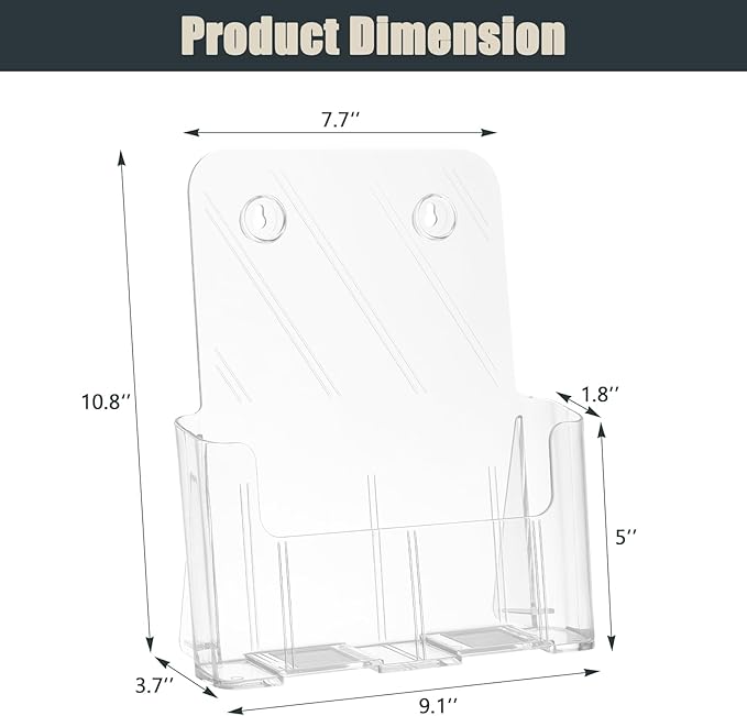 Acrylic Brochure Holder 8.5x11 Inches Slant Back Design, Clear Display Stand, Plastic Table Stand Sign Holder,Pamphlet Holder Flyer Holder, Acrylic Display Stand, Acrylic Table Signs Plastic Paper Holder for Office, Home, Store, 4 Pack