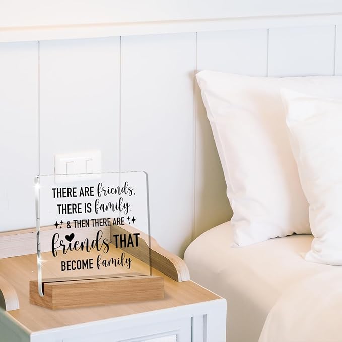Friends Gifts, Friendship Gifts for Best Friend Bestie, There Are Friends That Become Family Home Decorative Signs Plaque for Desk