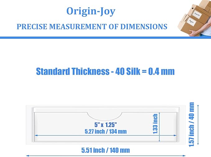 Origin-Joy 25 PCS Self-Adhesive Index Label Pockets, Clear Plastic Peel & Stick Card Holders with Top Open for Loading (5 x 1.25 inch)