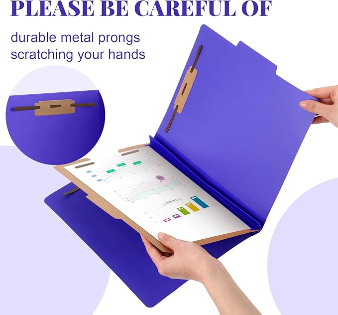 Skyygemm 60 Pcs Classification Folders Letter Size, 1 Divider Pressboard File Folder with Fasteners, Expanding File Organizer Bulk for Teachers, Clergy, Office, Church, Christmas Donations (Purple)