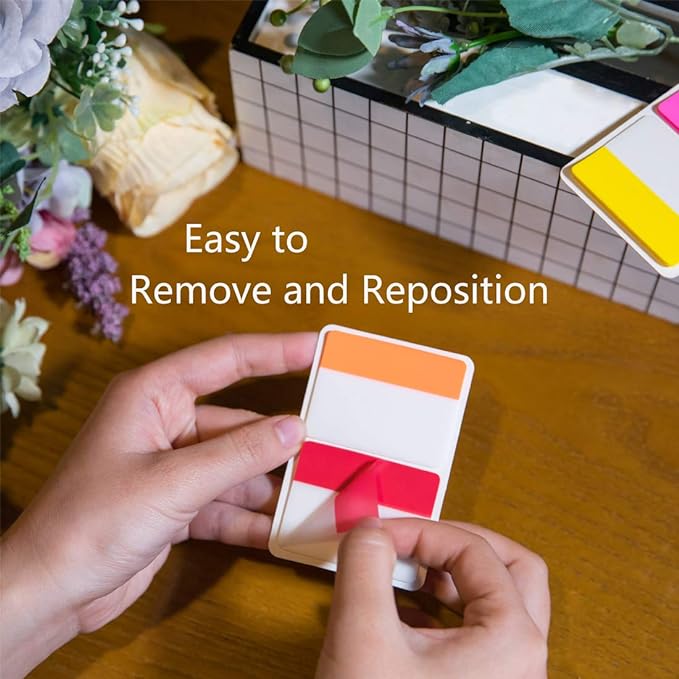 KICNIC File Index Tabs 1 Inch Sticky Flags 960 Pcs, Colored Page Markers Self Adhesive, Repositionable Note Tabs for Documents, Books, Paper, Notebooks, Filing and Folders [24 Sets, 10 Colors]