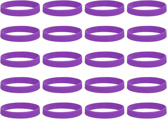 MECCANIXITY 100Pcs Silicone Rubber Bands Non-slip 4 Inch Flat Elastic Rubber Wrapping Bands for Books, Traps, Art, Wrapping Paper, Cord Wraps, Purple