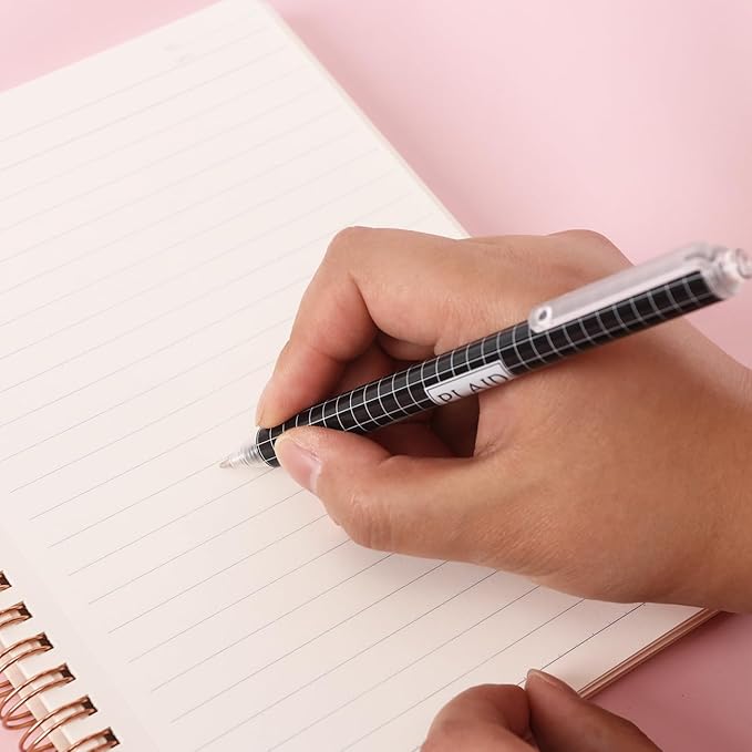 XIUSHE 12PCS Comfortable Writing Pens Retractable Gel Pens Novelty Pretty Journaling Pens,Black Ink Medium Point 0.5mm Gift School Supplies Office Party Birthday Gifts (Stripe,12)