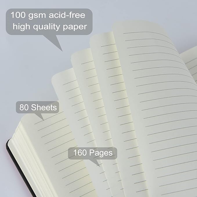 Coopay 48 Pack A5 Journal Notebooks Bulk, 160 Pages, 100GSM Thick Paper, 8.3 x 5.5 inch Hardcover Lined Leather Journals for Writing Office School Business,Bulk Notebook for Work Men Women (Black)