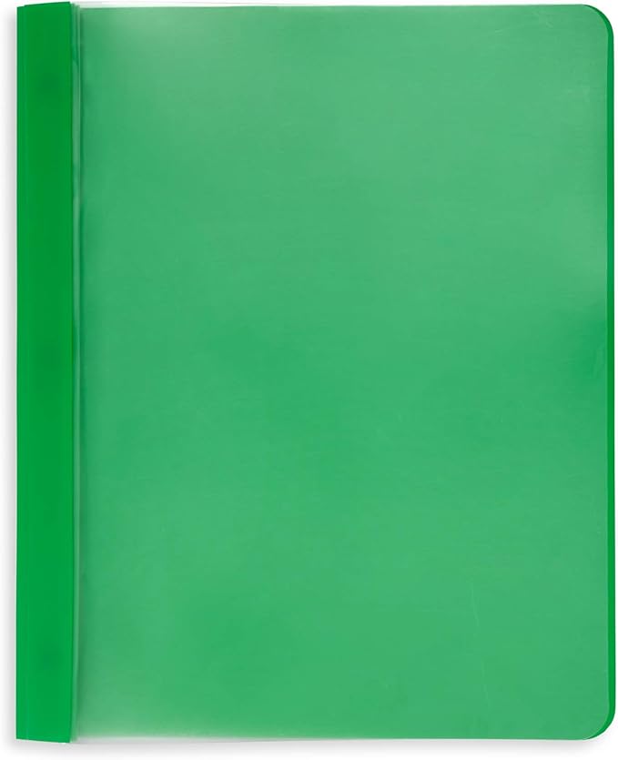 Blue Summit Supplies Assorted Color Plastic Report Covers with Prongs, 3 Prong Clear Front Report Cover for Presentation, Document, Red, Orange, Yellow, Green, Blue, 25 Pack