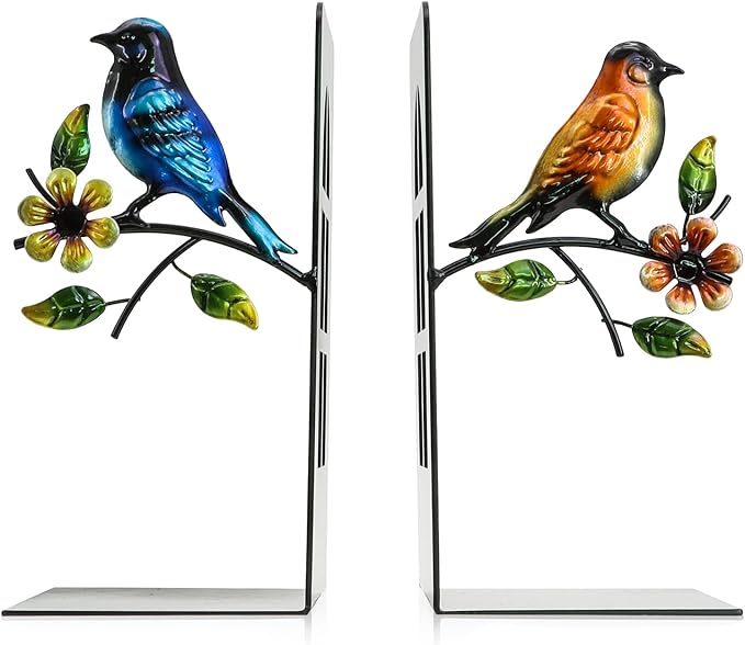 Metal Bookends, Decorative Book Ends for Shelves, Christmas Decor Nonskid Book Holder for Video Games/CD/DVD, Book Stopper, Black Christmas Decorations Gift