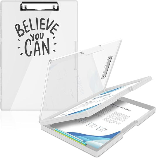 Sooez Clipboard with Storage, Heavy Duty Cleaview Clip Boards 8.5x11 with Dual Storage, Dry Erase Plastic Nursing Clipboard, High Capacity Clipboards Folder for Teacher Nurse, School & Office Supplies