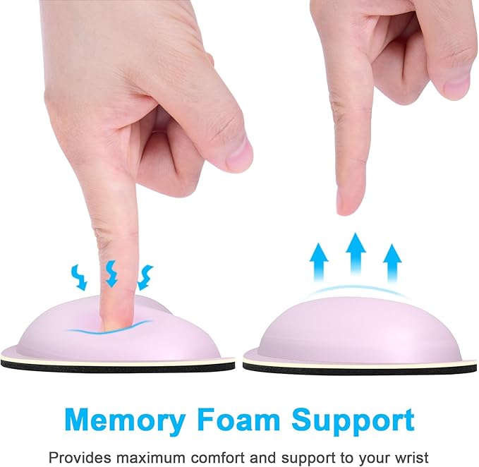 Dapesuom Mouse Wrist Rest, Ergonomic Memory Foam Mouse Wrist Support, Leather Hand Rest Pad Cushion for Gaming, Office, Laptop, Wireless Mouse, Men, Women, Pain Relief & Easy Typing, Queen Pink