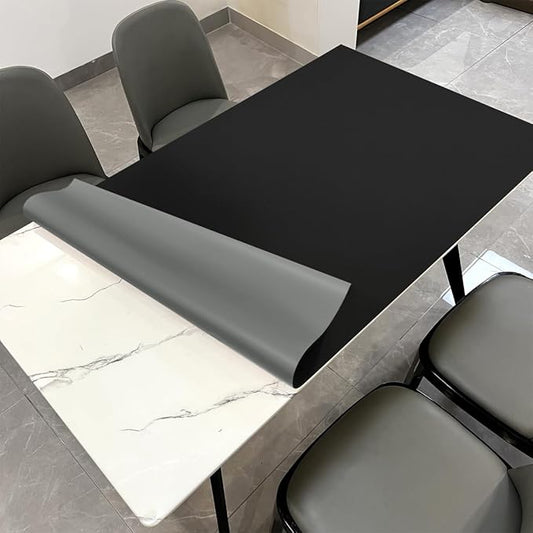 Leather Table Cover,1.8mm Thick,42x78 Inch Table Protector,Table Protector for Dining Room Table,Dining Table Cover,Table Cover Protector.(Black+Gray,42x78)